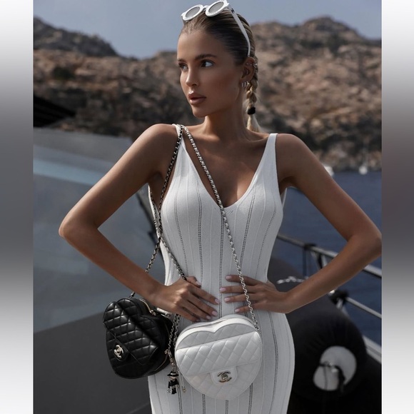 Chanel Heart-Shaped White Crossbody Bag